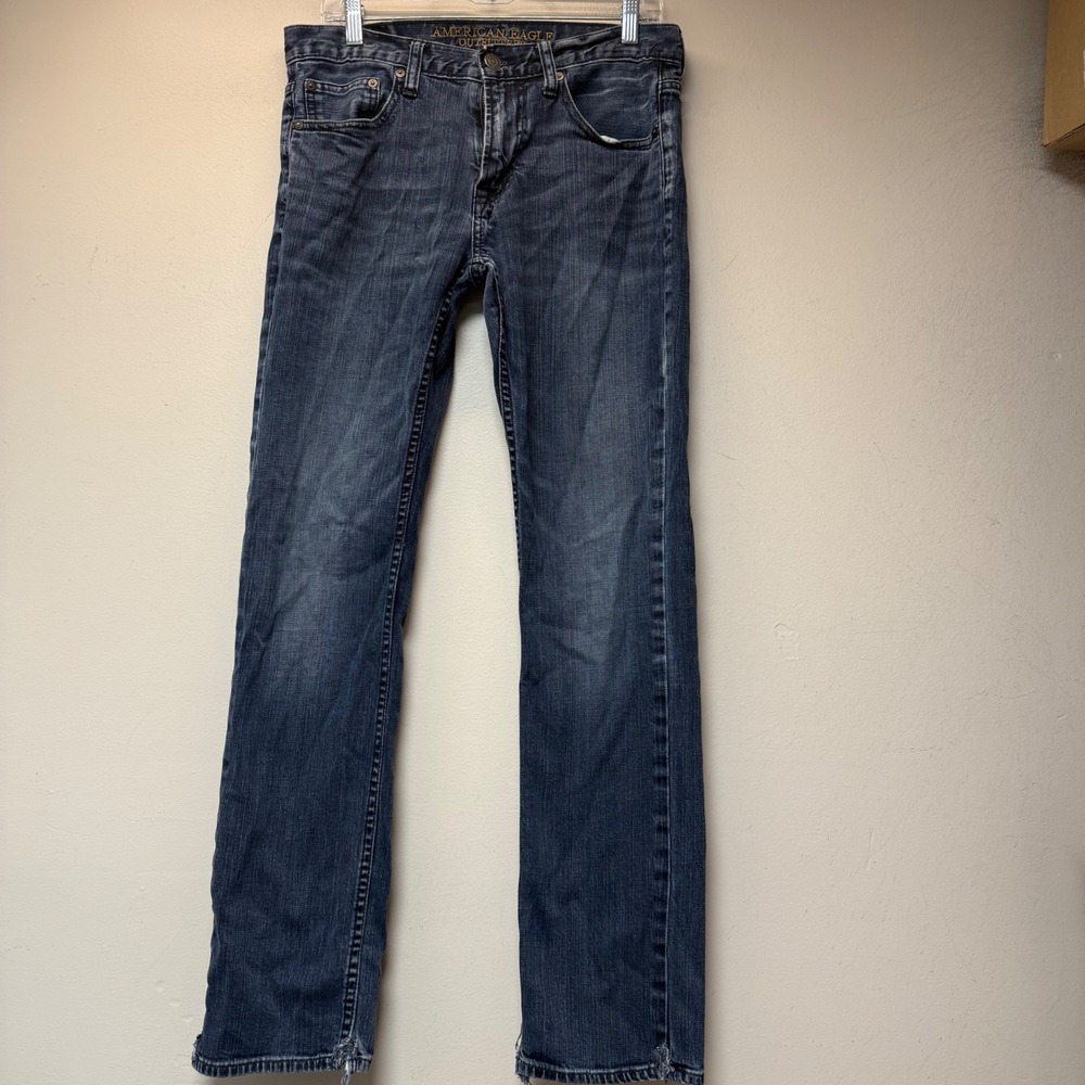 American Eagle Slim Straight Jeans Mens 32x34 Dark Wash Good Core Flex 14077